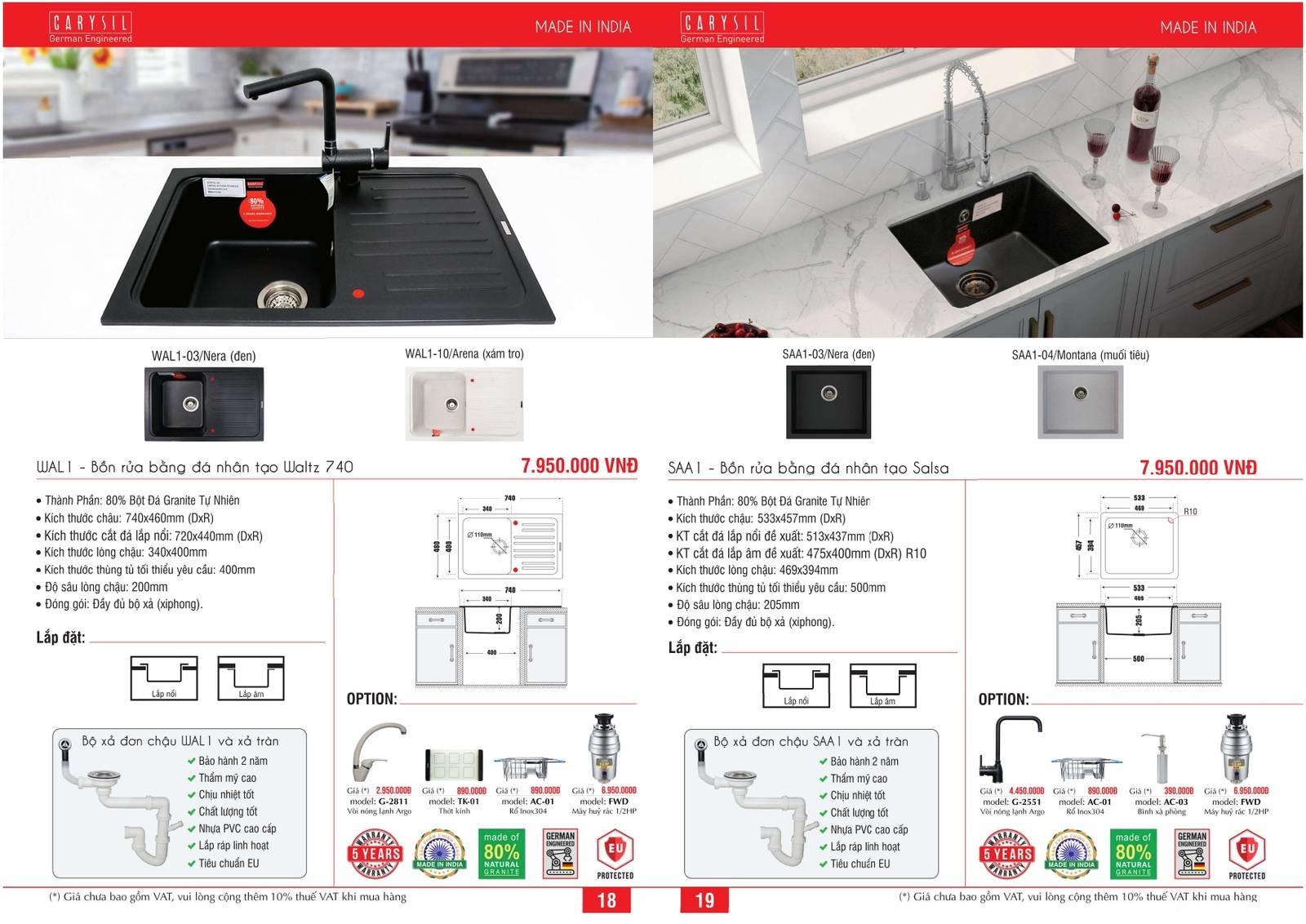 Bồn rửa chén CARYSIL Catalogue và Bảng giá mới nhất /Page 10